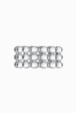 Inel din argint 925 Manissi Three Row Beads Silver cu 3 rânduri de bile lucioase bubble, lat 8mm, vedere față