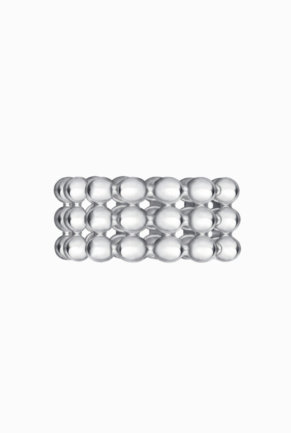 Inel din argint 925 Manissi Three Row Beads Silver cu 3 rânduri de bile lucioase bubble, lat 8mm, vedere față