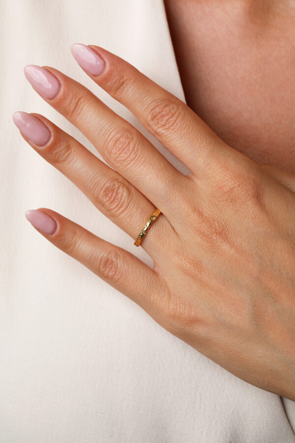 inel din argint 925 placat aur texturat deschis molten gold reglabil manissi