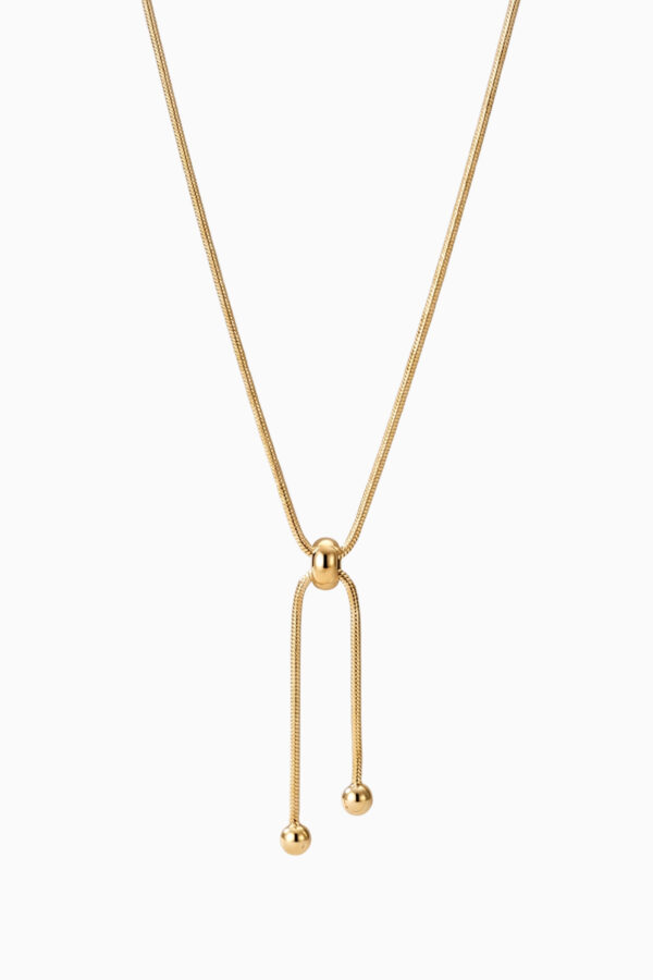 lant din argint 925 placat aur tip snake reglabil slider mobil bile capete gold manissi