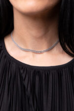 lant choker din argint 925 mesh impletit dens bold silver pandantiv inima manissi