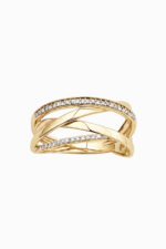 inel din argint 925 placat aur multi banda incrucisata zirconia boa gold manissi