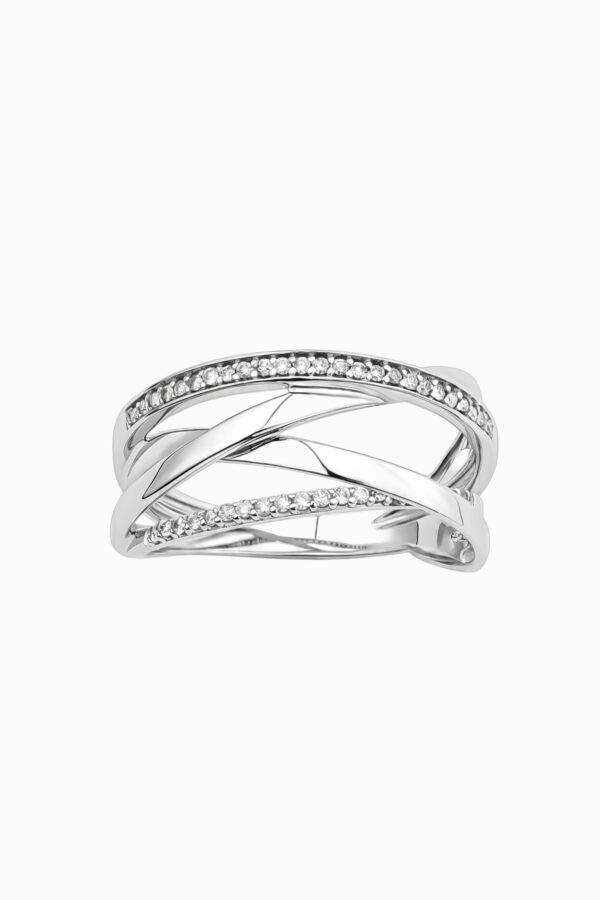 inel din argint 925 multi banda incrucisata zirconia boa silver manissi